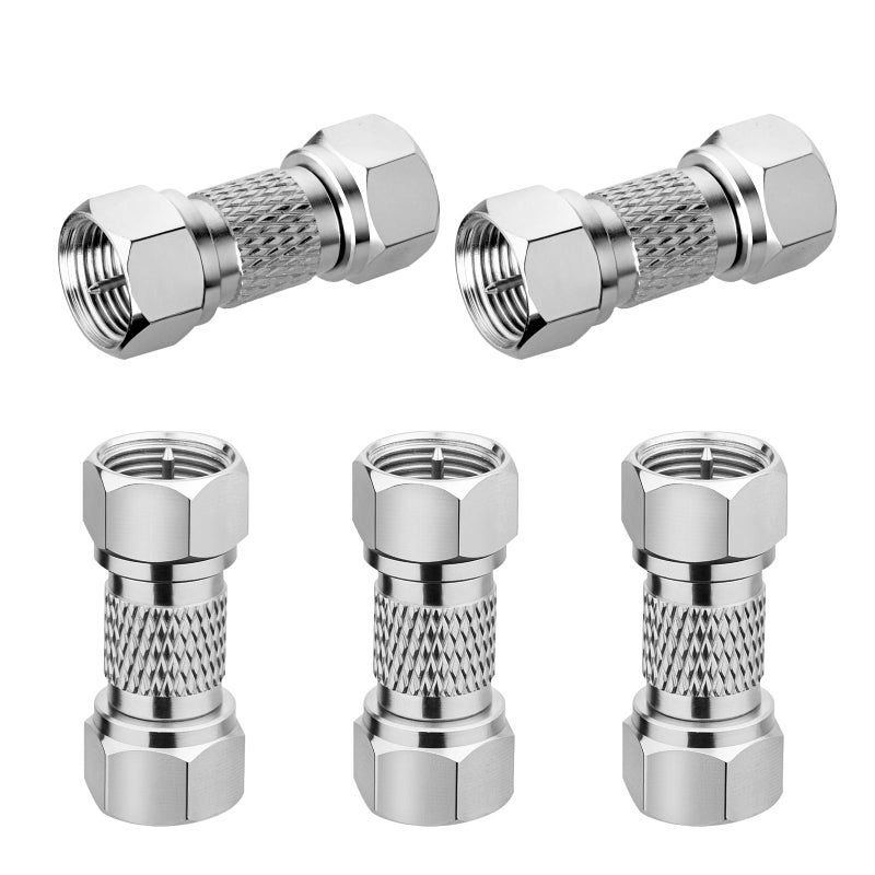 RFAdapter Male to Male Coax Connector, 5 Pack 75ohm F Type RG6 Coaxial Coupler Extension Adapter for Coax Cable, Wall Mounted TV, Wall Plates, Splitter, Amplifier, Antenna, Stable Signal Transmission - Image 1